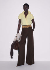 Yellow Cheesecloth Straight Summer Blouse