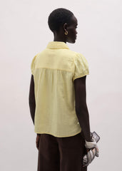 Yellow Cheesecloth Straight Summer Blouse