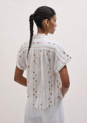 White Turn-Up Cuff Blouse