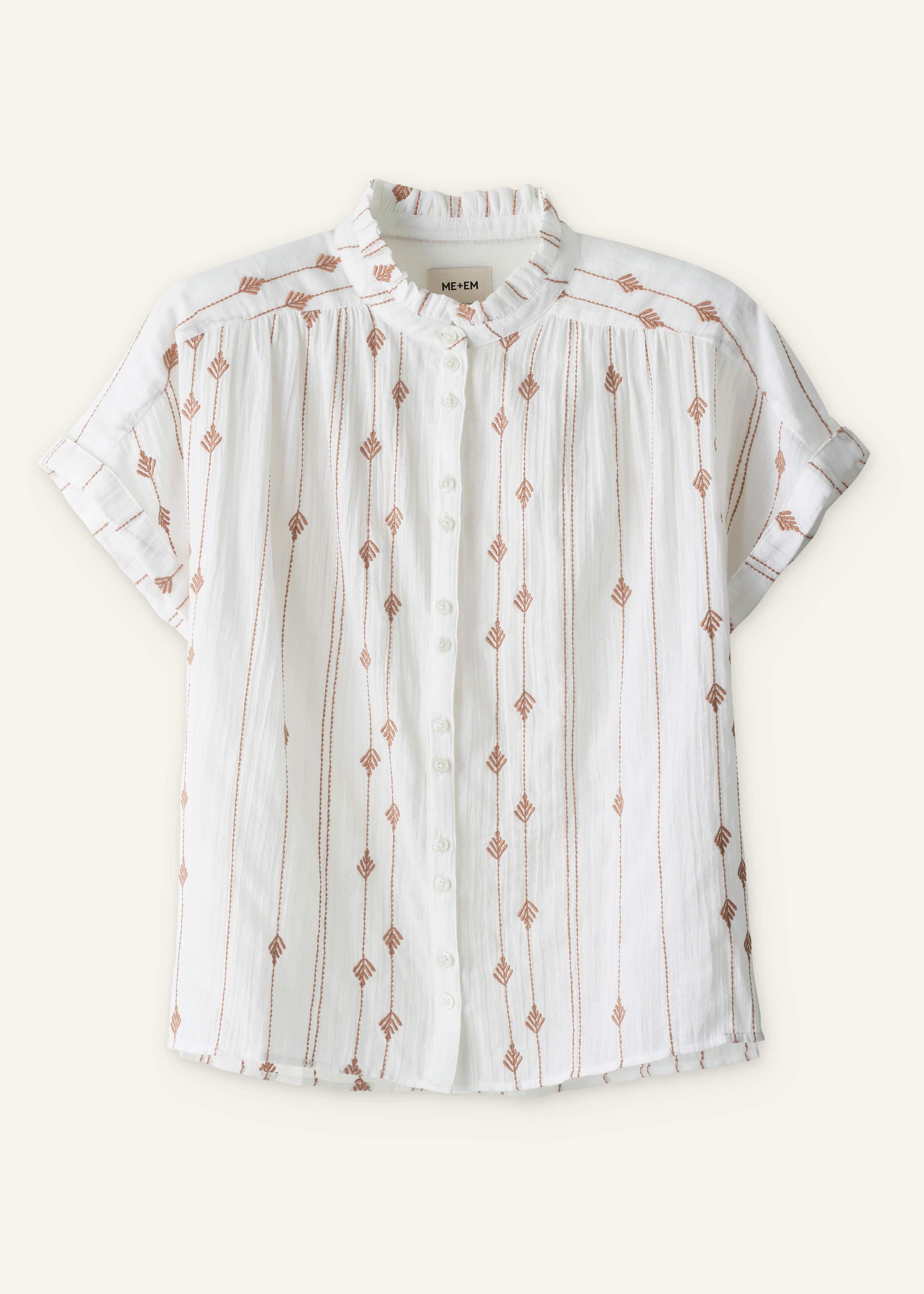 White Turn-Up Cuff Blouse