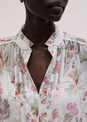 Cream Silk Balloon Sleeve Blouse
