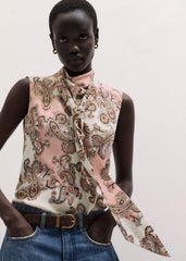 Pink Silk Draped Neck Top
