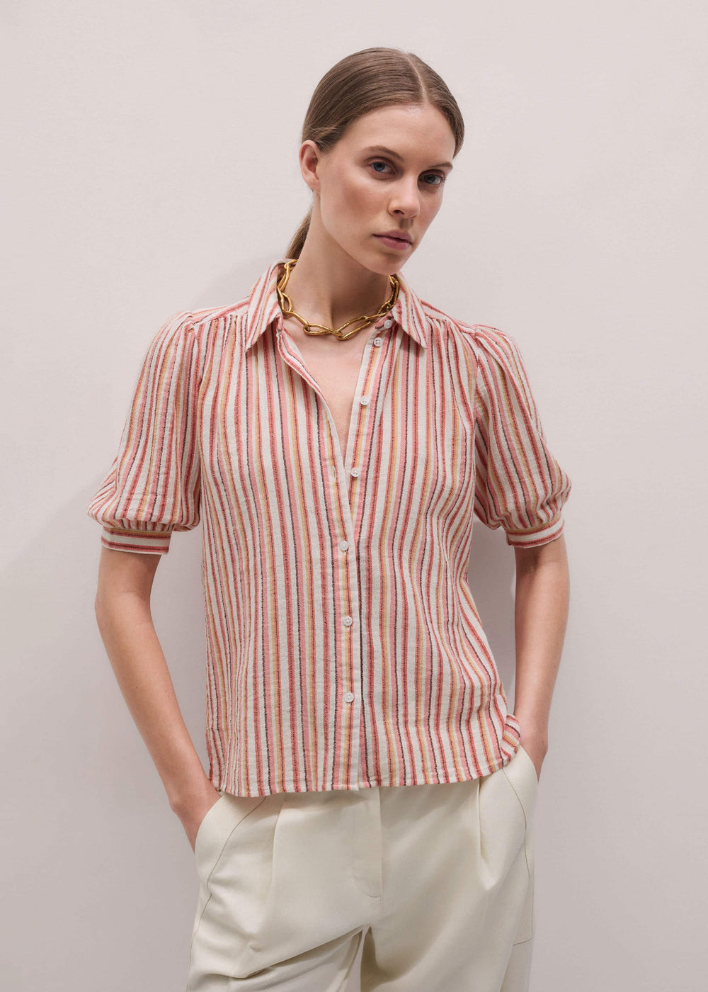 Pink Stripe Summer Blouse