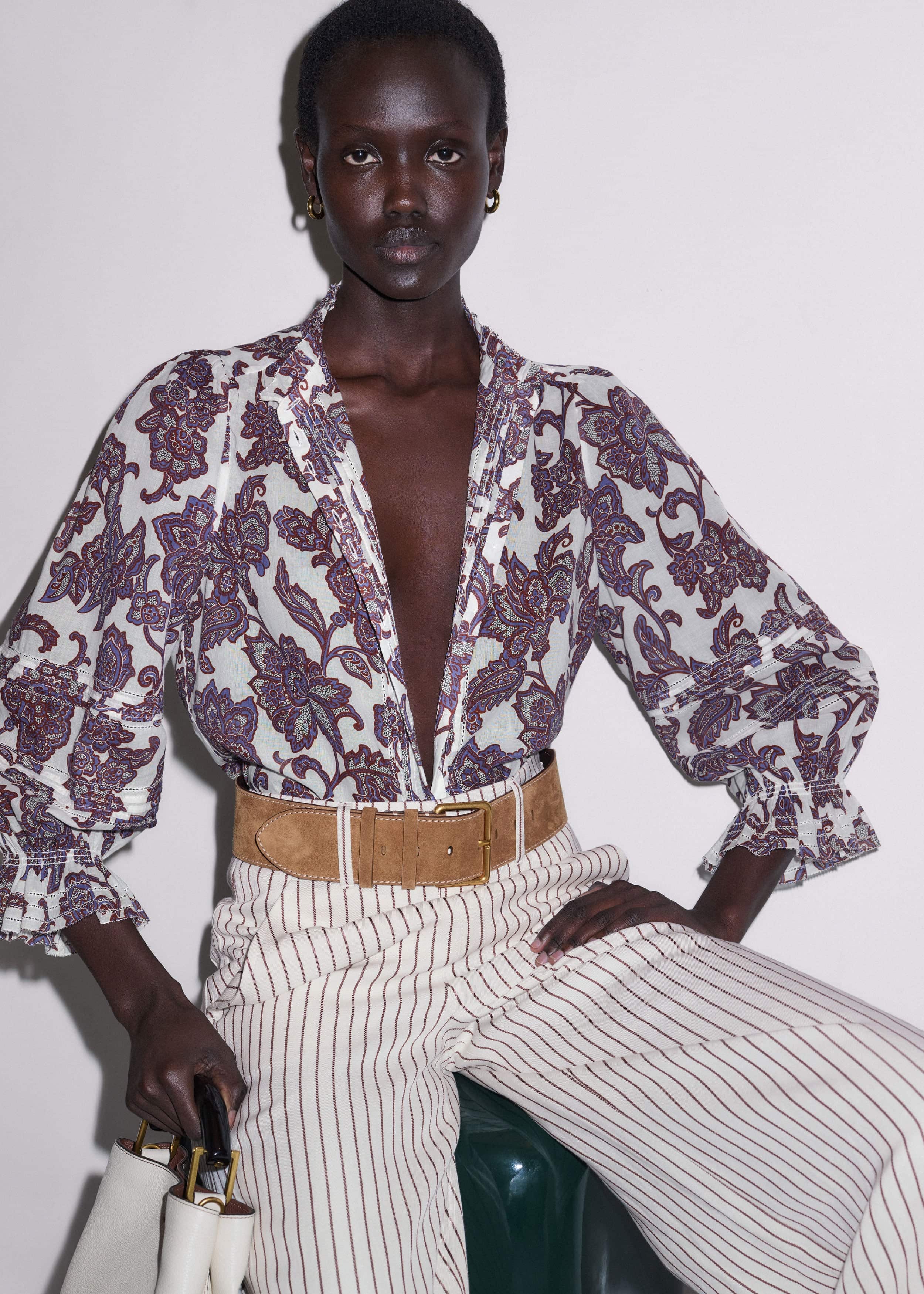 Cream Floral Print Blouse