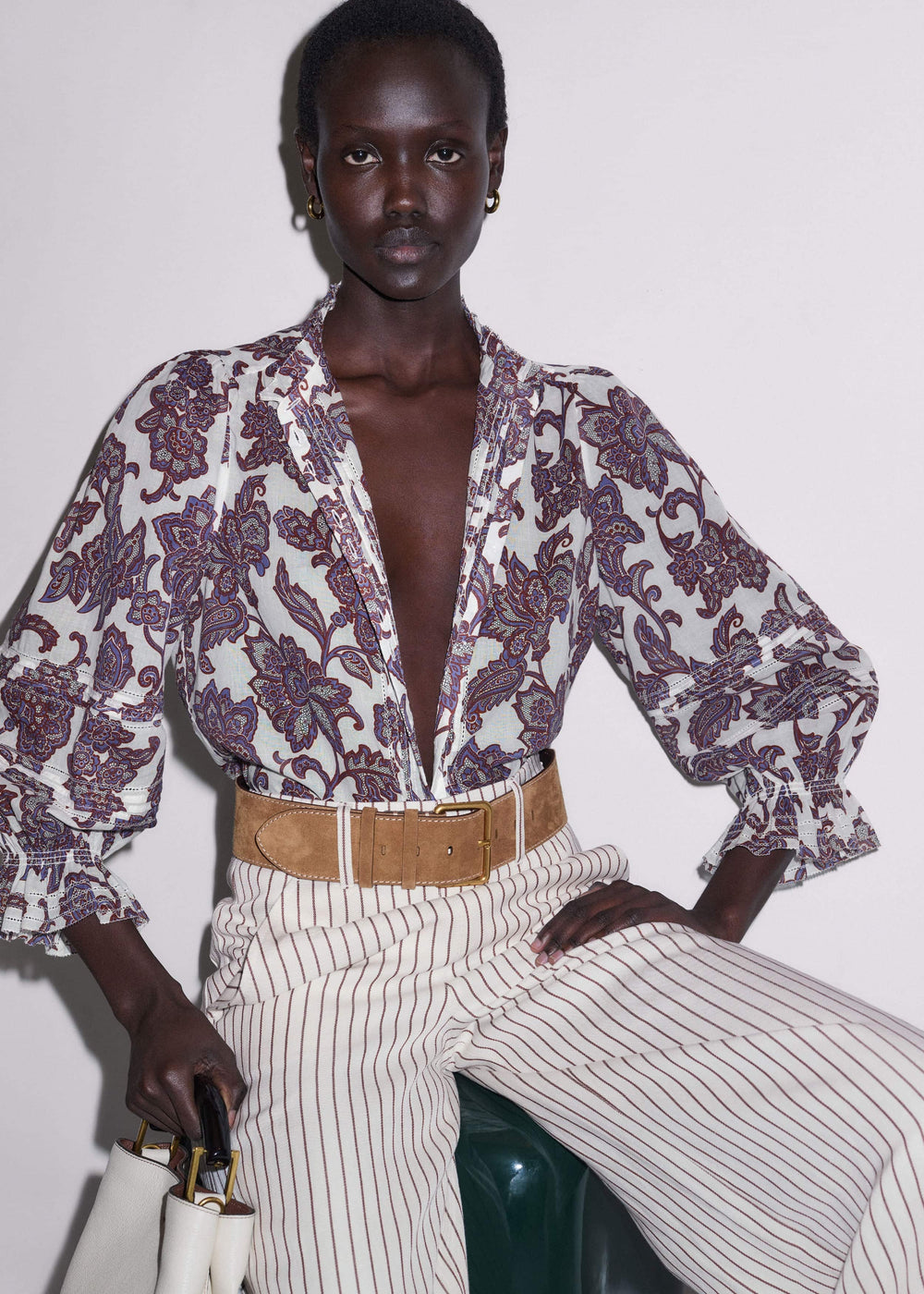 Cream Floral Print Blouse