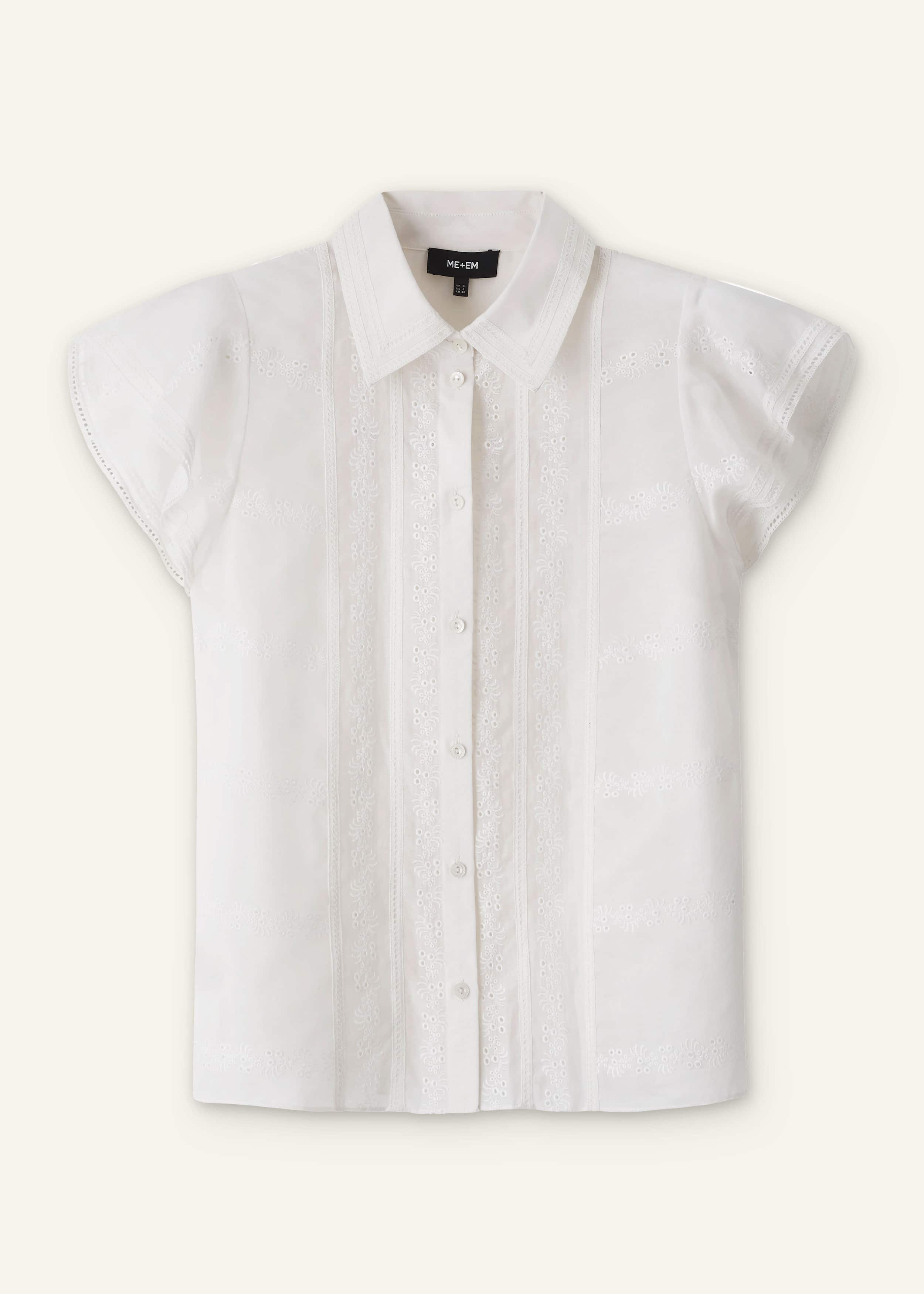 Cream Silk Cotton Embroidery Collar Swing Blouse