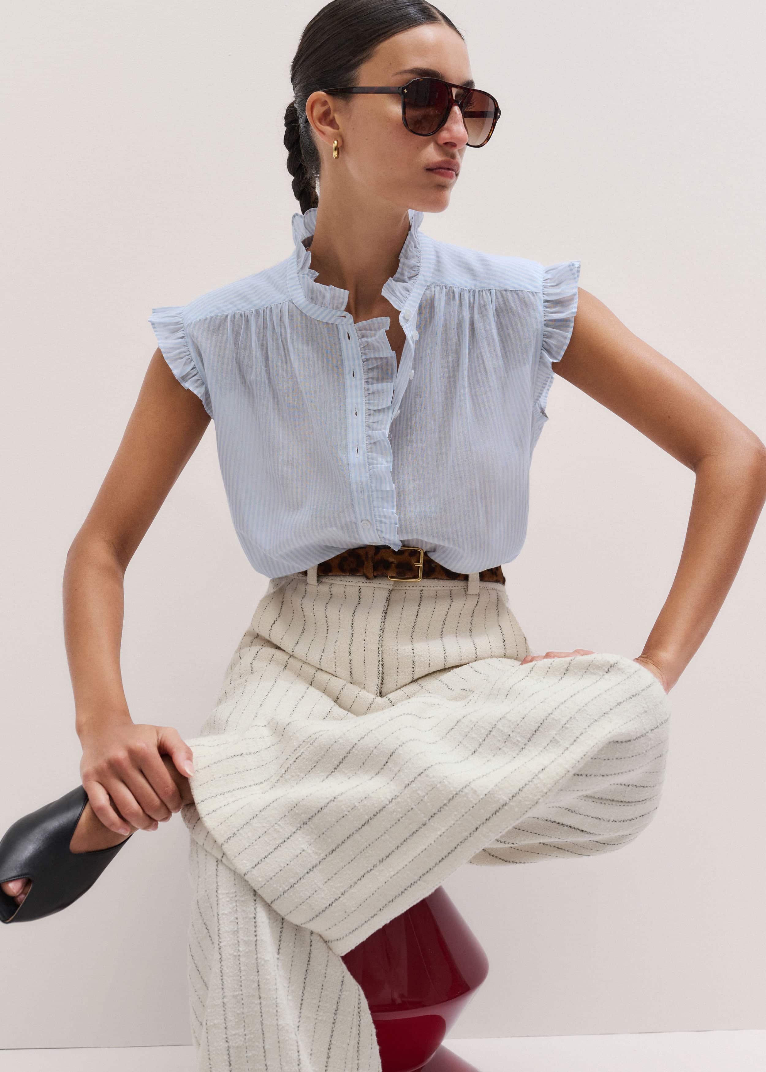 ME+EM's Blue Soft Stripe Blouse
