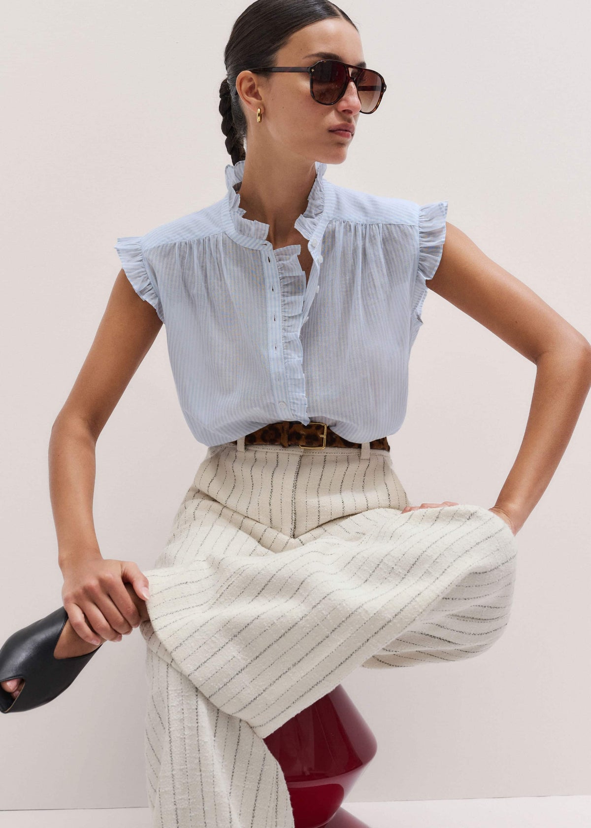 ME+EM's Blue Soft Stripe Blouse