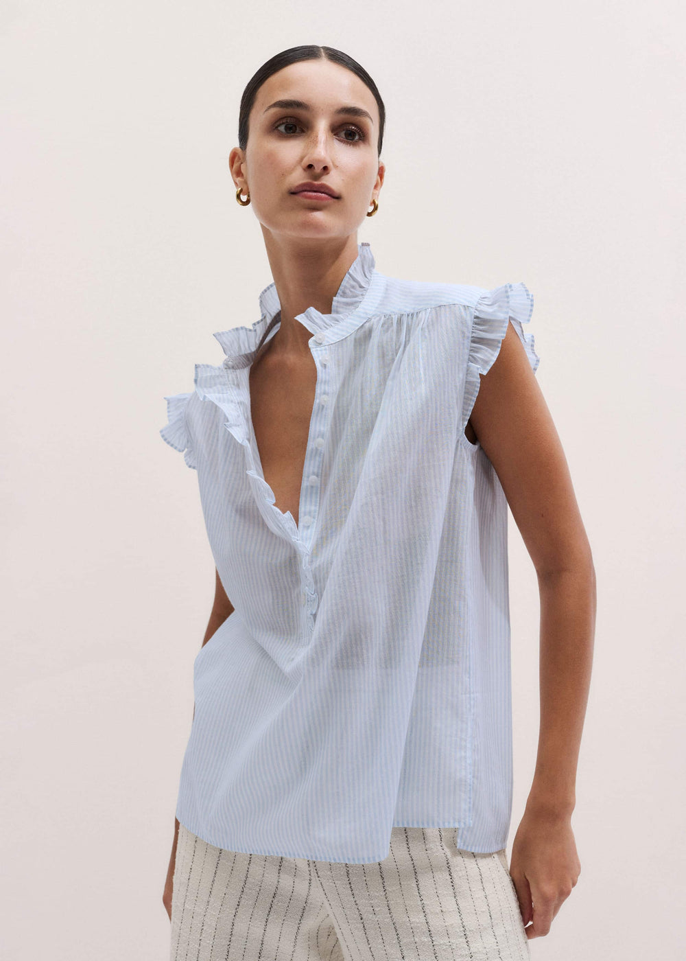 ME+EM's Blue Soft Stripe Blouse