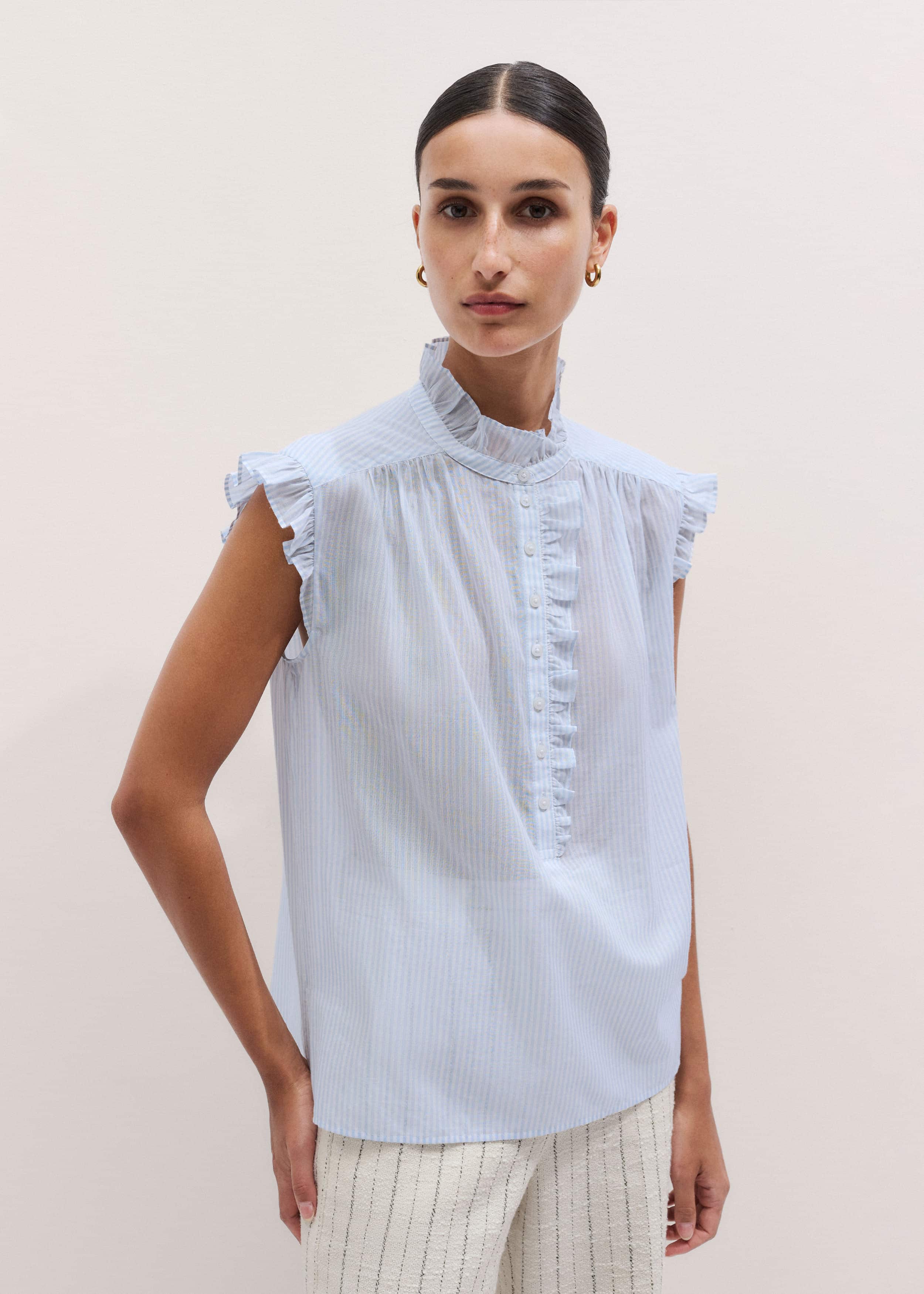 ME+EM's Blue Soft Stripe Blouse