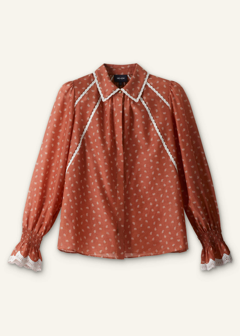 Orange Spaced Paisley Motif Print Blouse