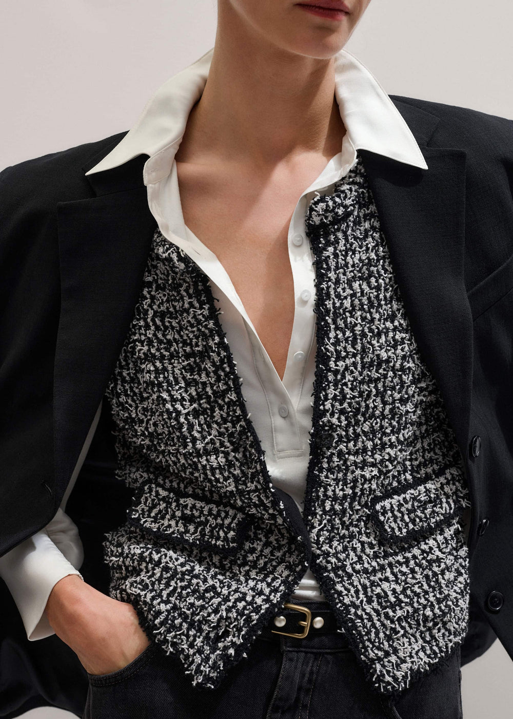 Cream Fluid Sleeve Layering Blouse