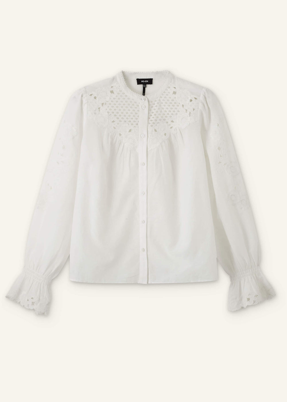 White Floral Embroidery Blouse