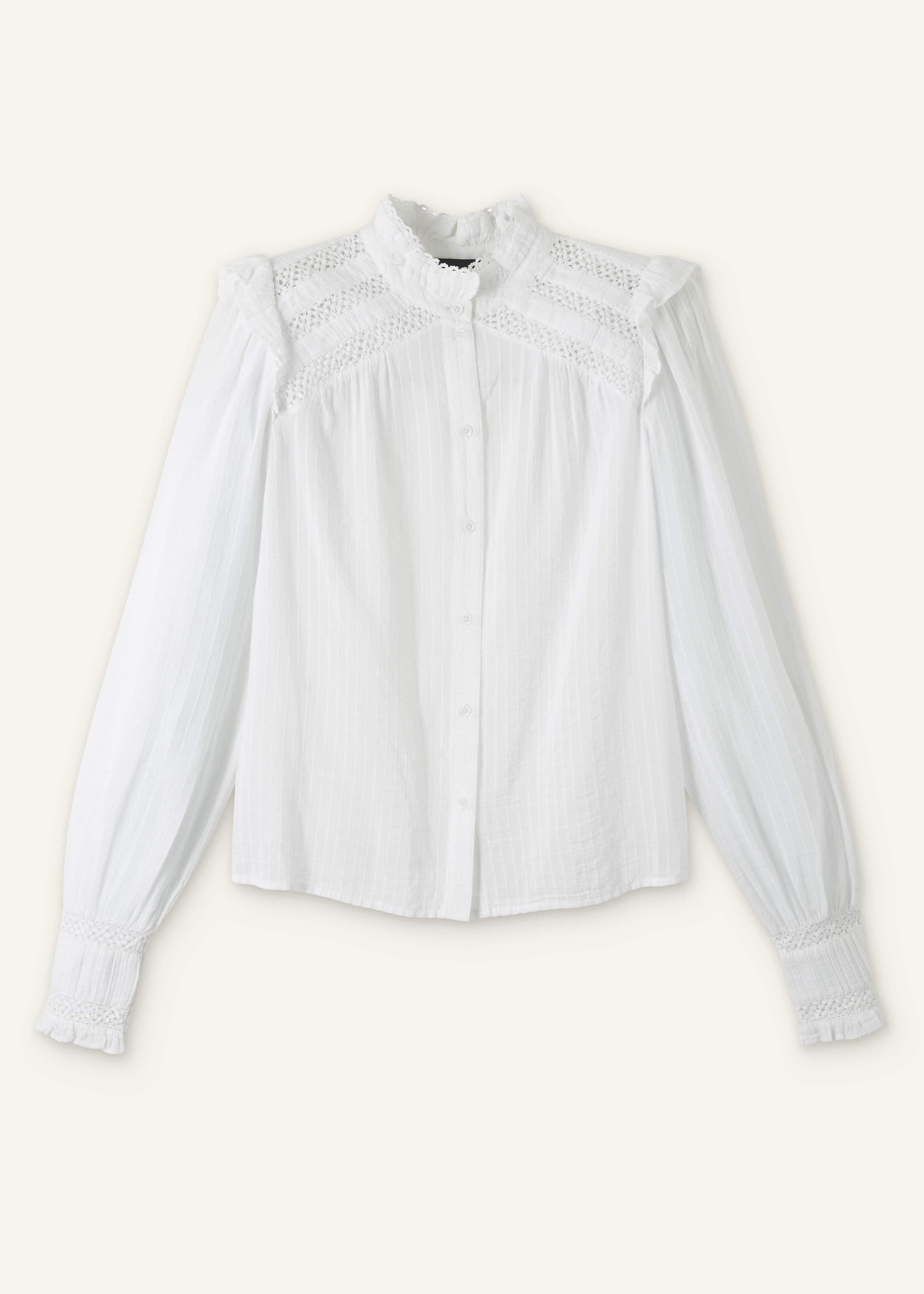 White Cotton + Lace Trim Blouse