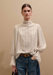 Cream Silk Delicate Cowl Neck Blouse