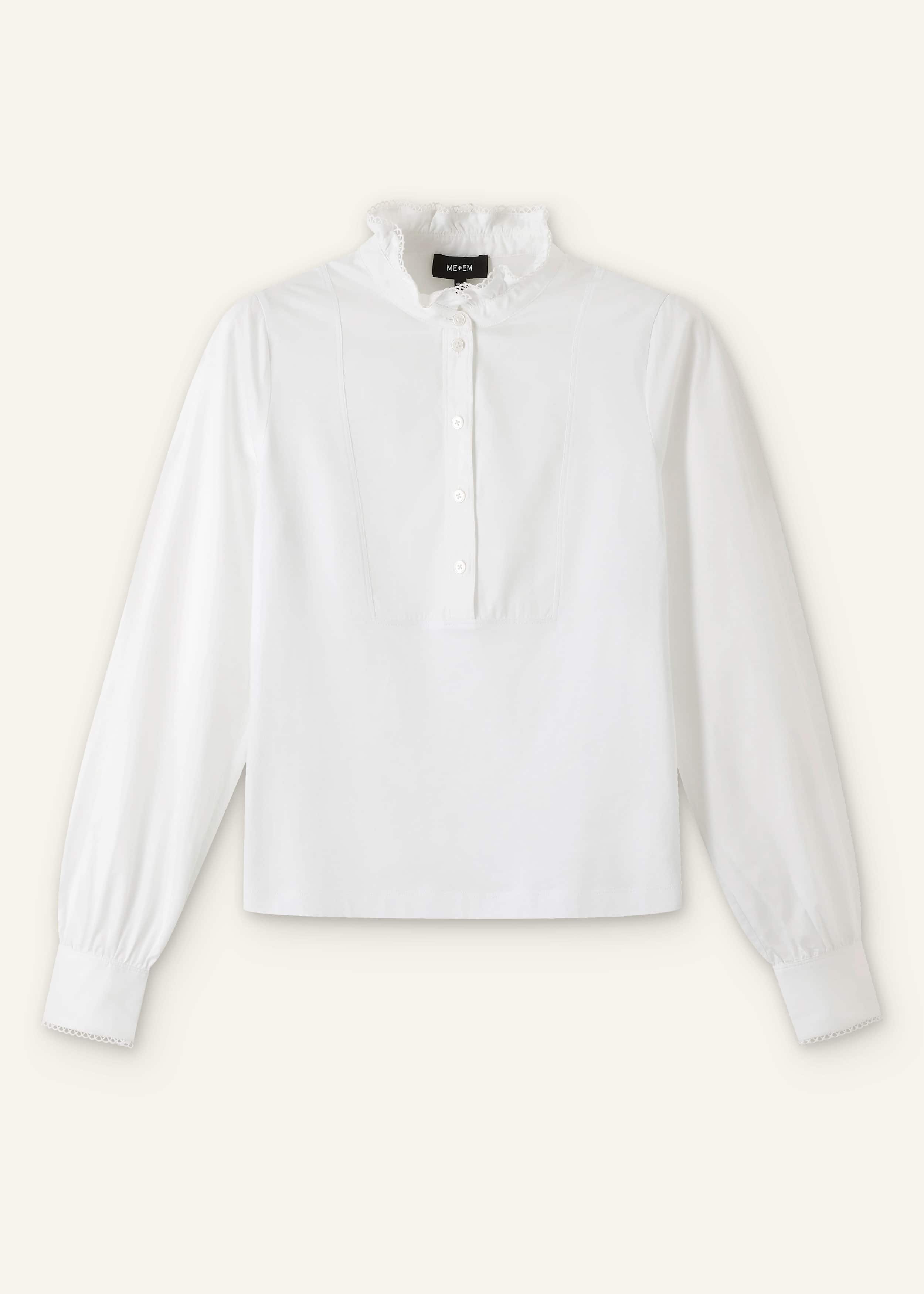 White Frill Neck Layering Blouse