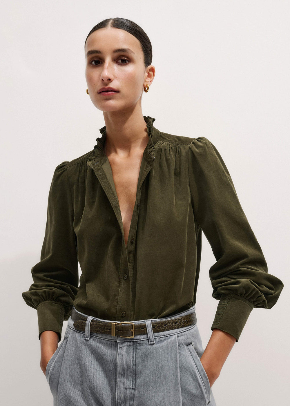Olive Green Winter Blouse