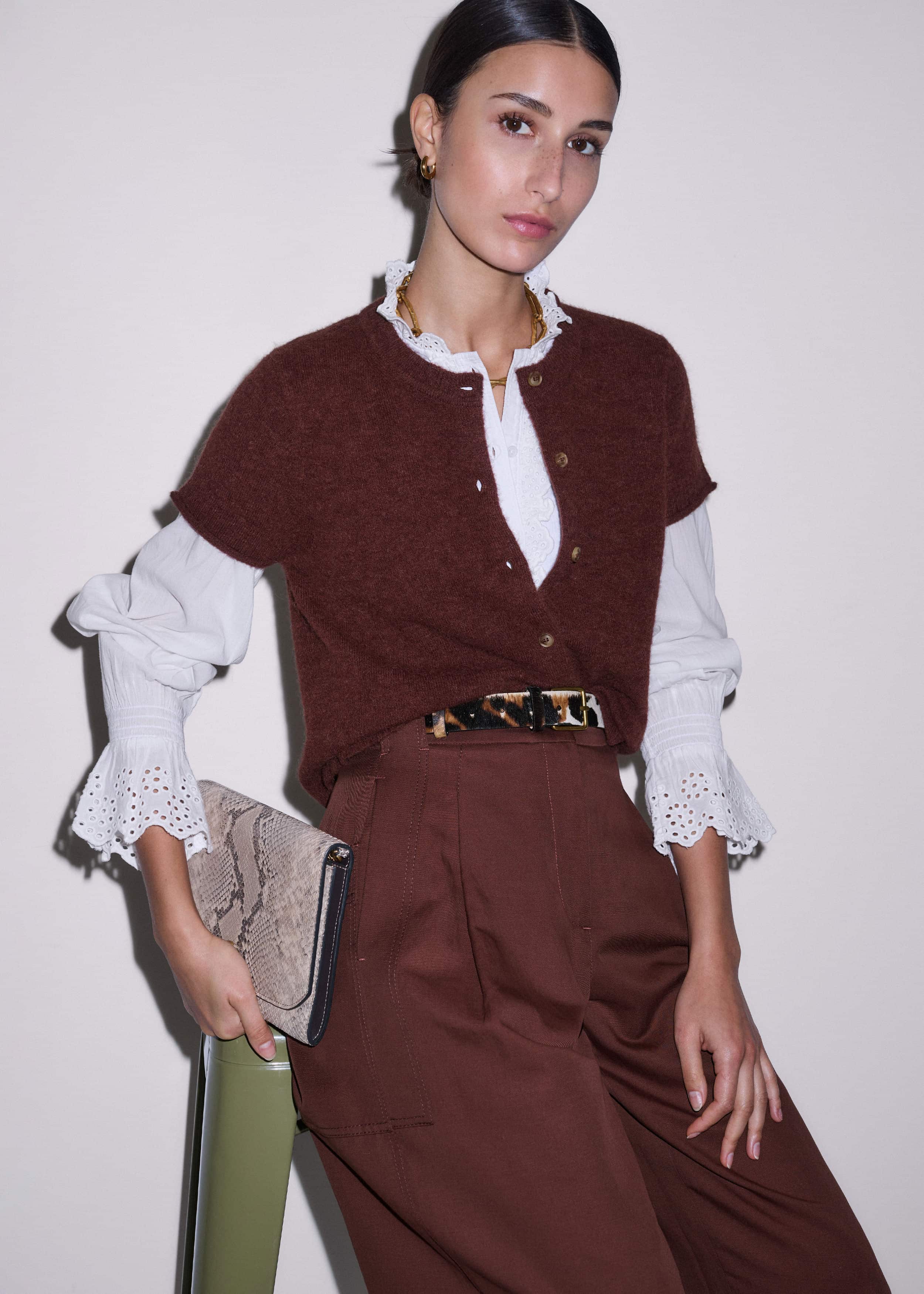 White Cotton Voile Broderie Layering Blouse