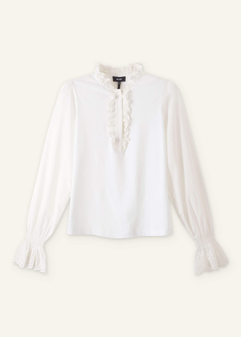 White Cotton Voile Broderie Layering Blouse