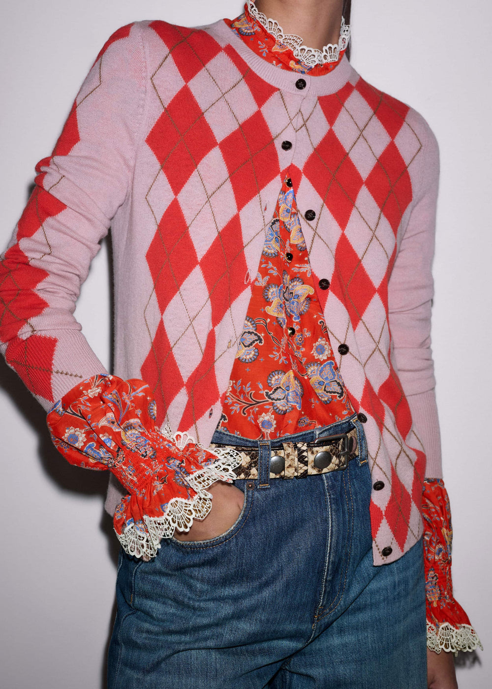 Orange Ornate Floral Paisley Print Blouse
