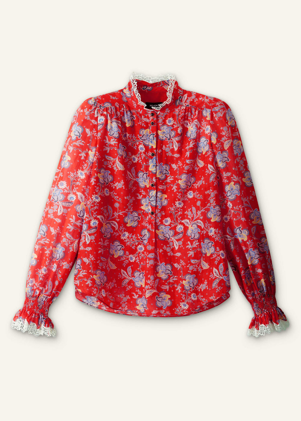 Orange Ornate Floral Paisley Print Blouse
