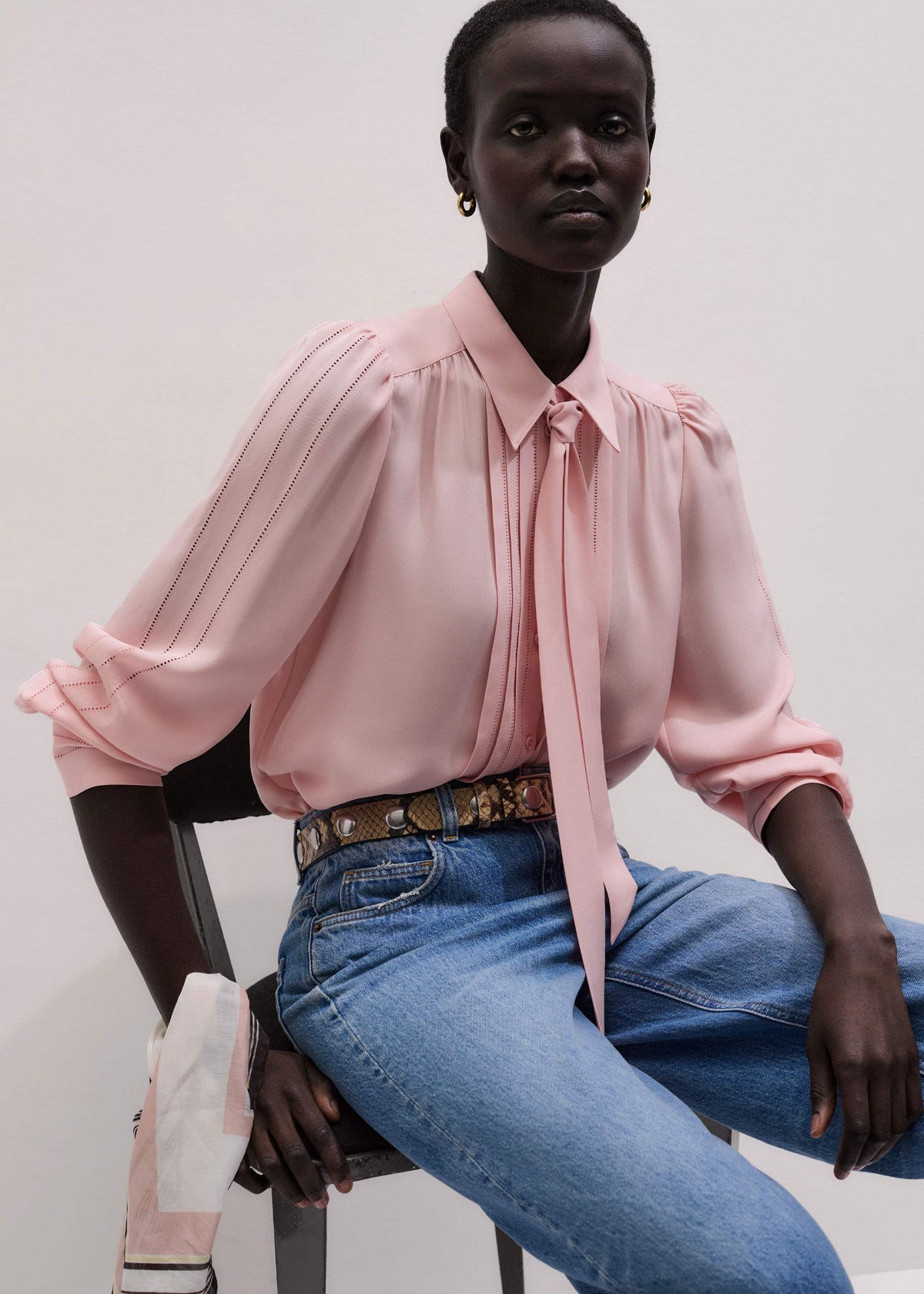 Pink Silk Feminine Embroidered Fluid Straight Blouse