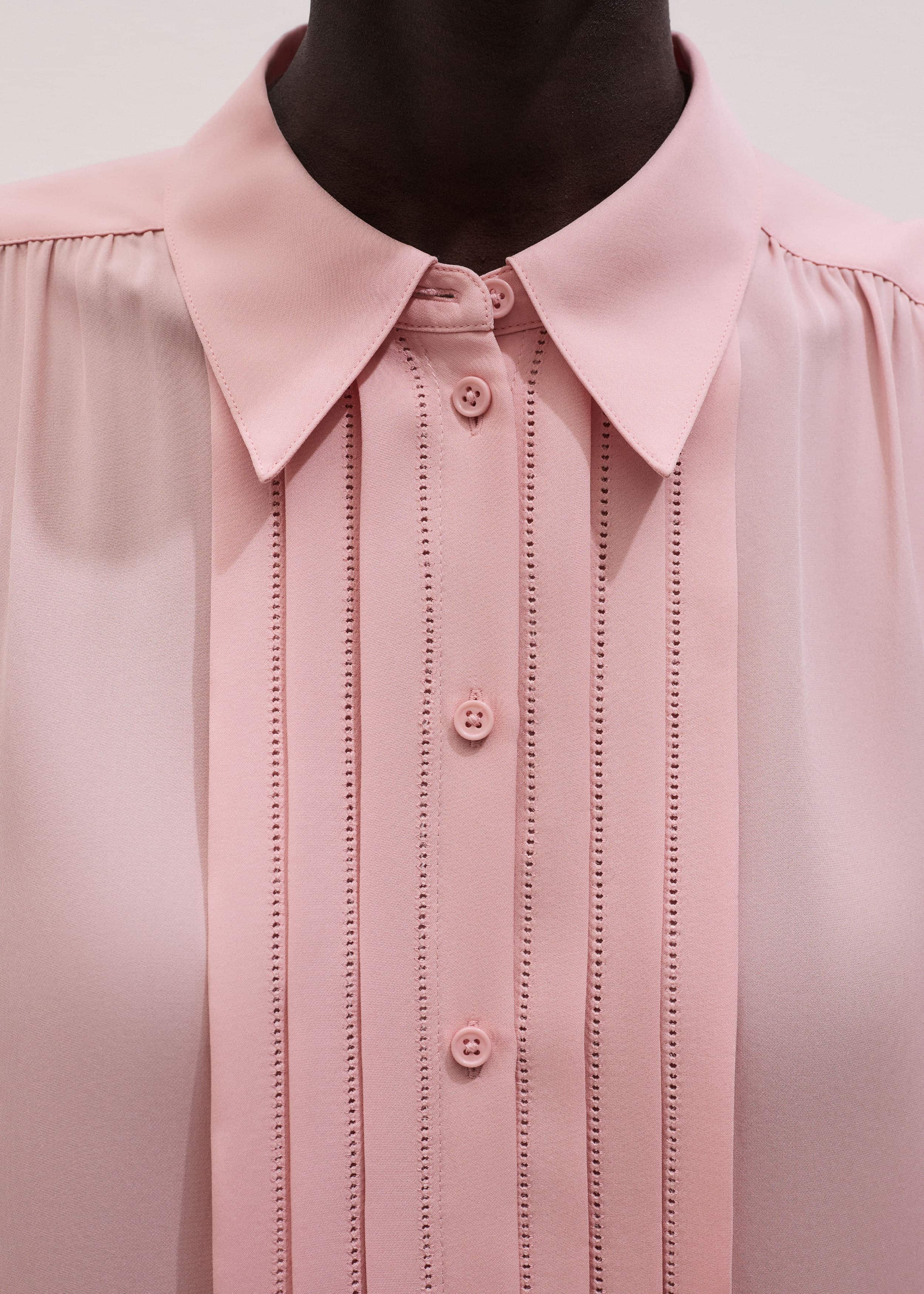 Pink Silk Feminine Embroidered Fluid Straight Blouse