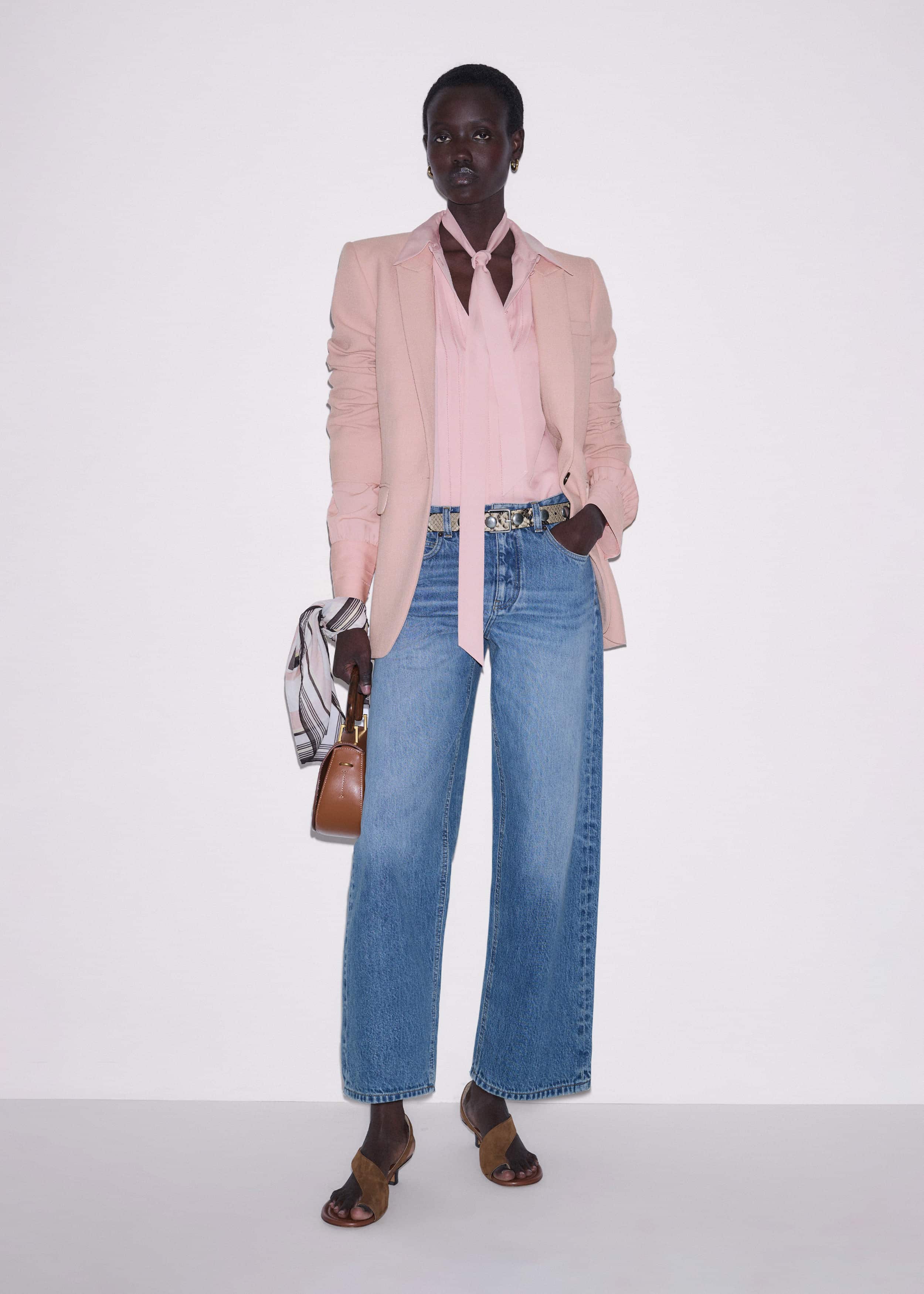 Pink Silk Feminine Embroidered Fluid Straight Blouse