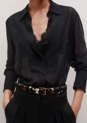 Black Sheer Silk Evening Blouse