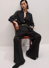 Black Sheer Silk Evening Blouse