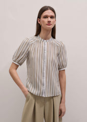 Brown Stripe Blouse + Tie