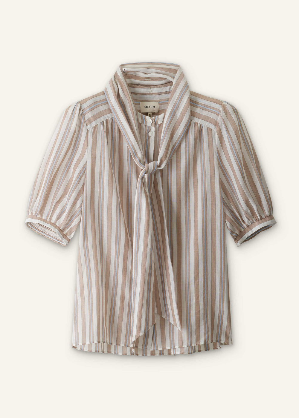 Brown Stripe Blouse + Tie