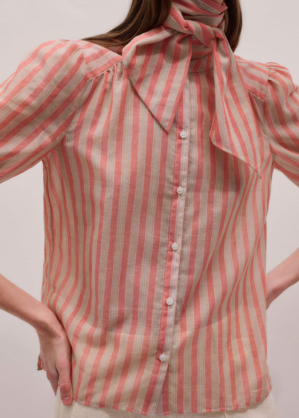 Orange Stripe Blouse + Tie