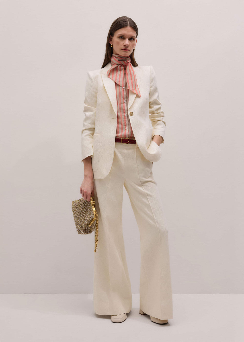 Orange Stripe Blouse + Tie