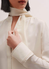 Cream High Neck Blouse + Tie