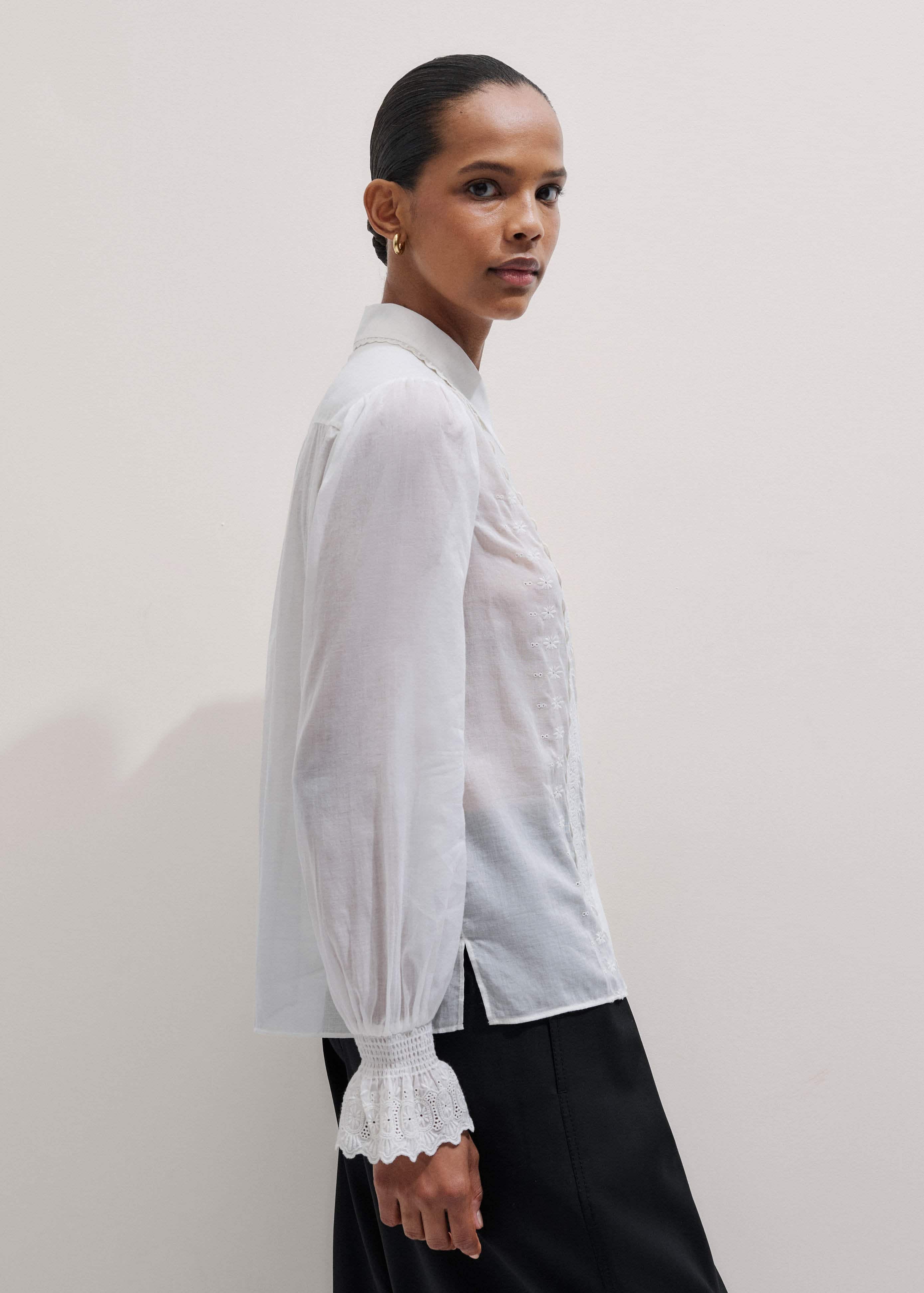 White Intricate Embroidery Blouse