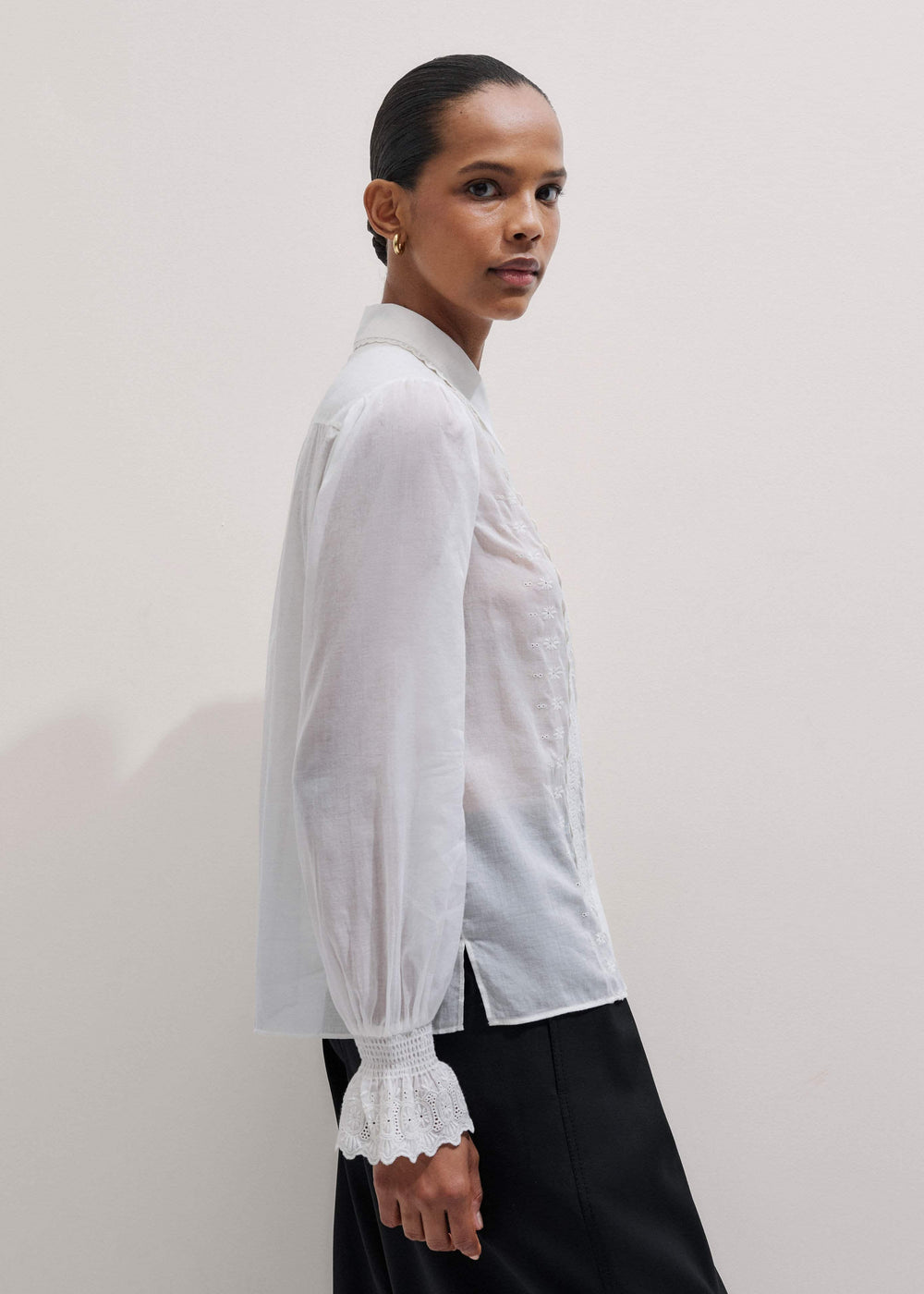 White Intricate Embroidery Blouse