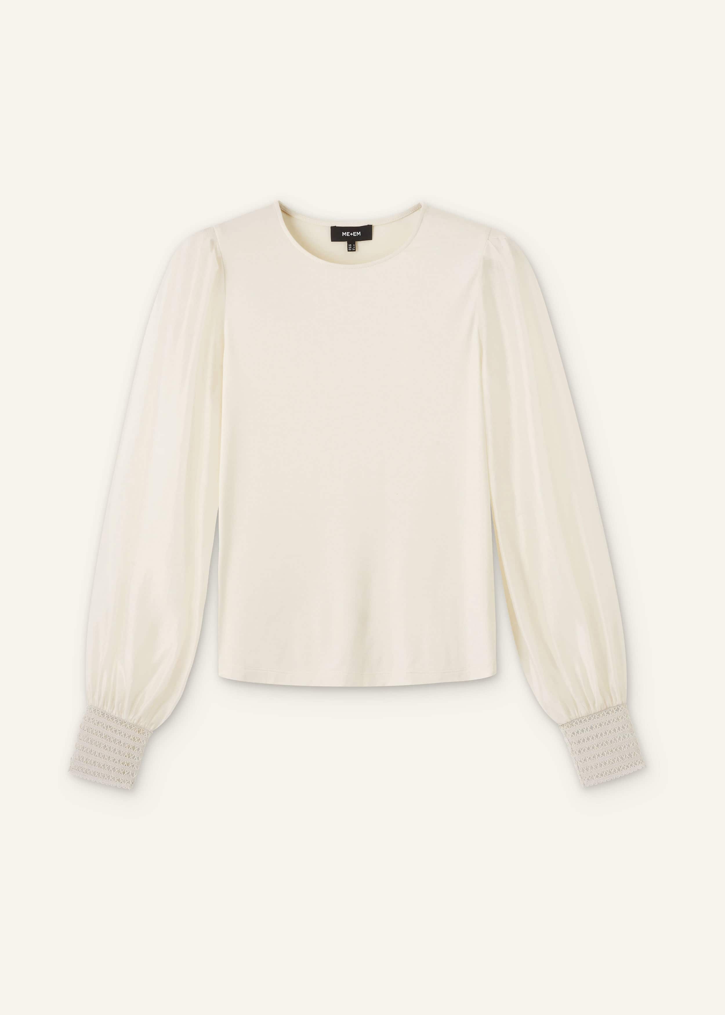 Cream Sheer Mixed Media Layering Blouse