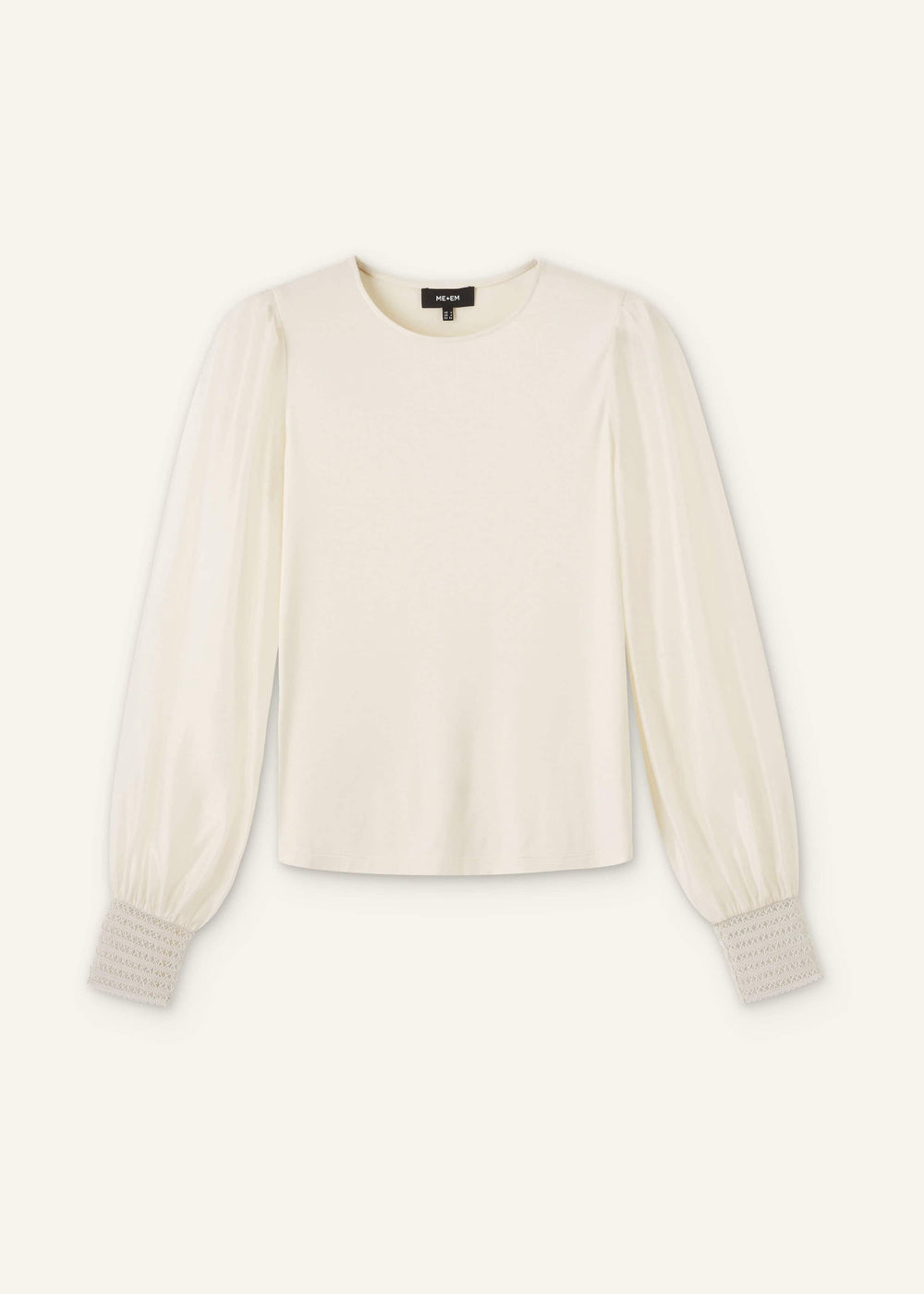 Cream Sheer Mixed Media Layering Blouse