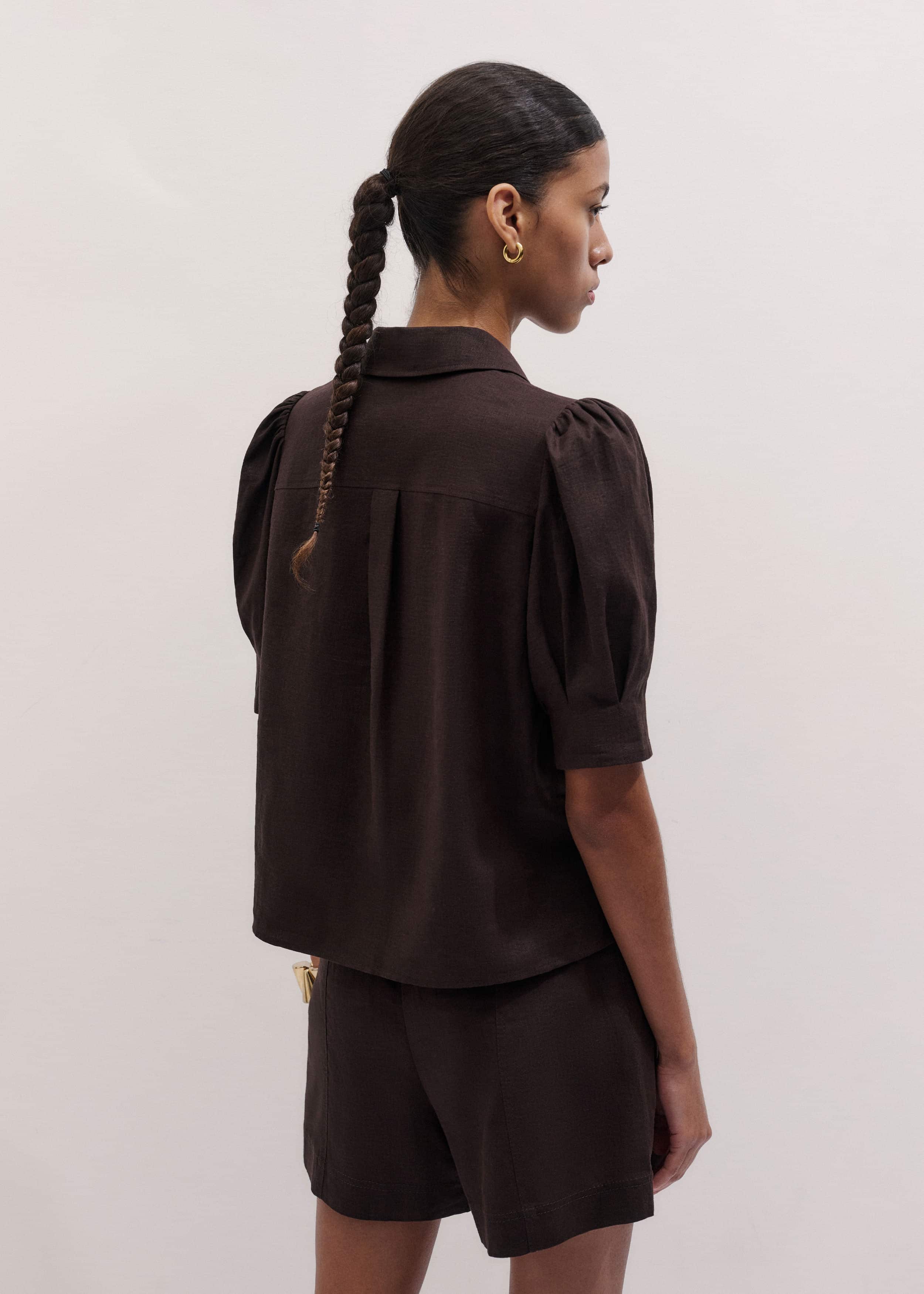 Brown Feminine Sleeve Blouse