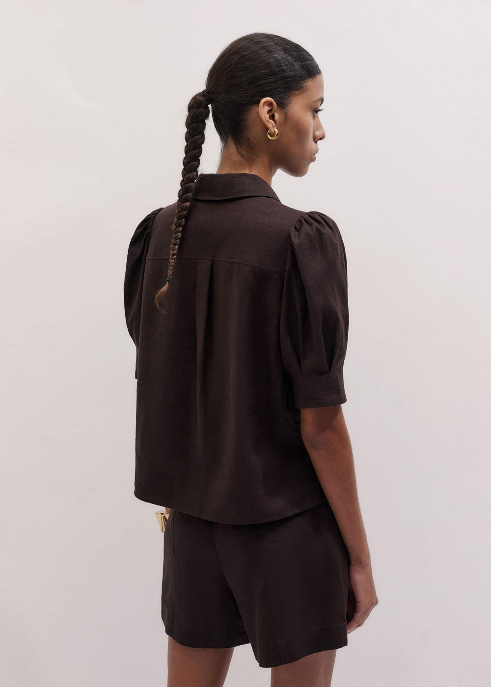 Brown Feminine Sleeve Blouse