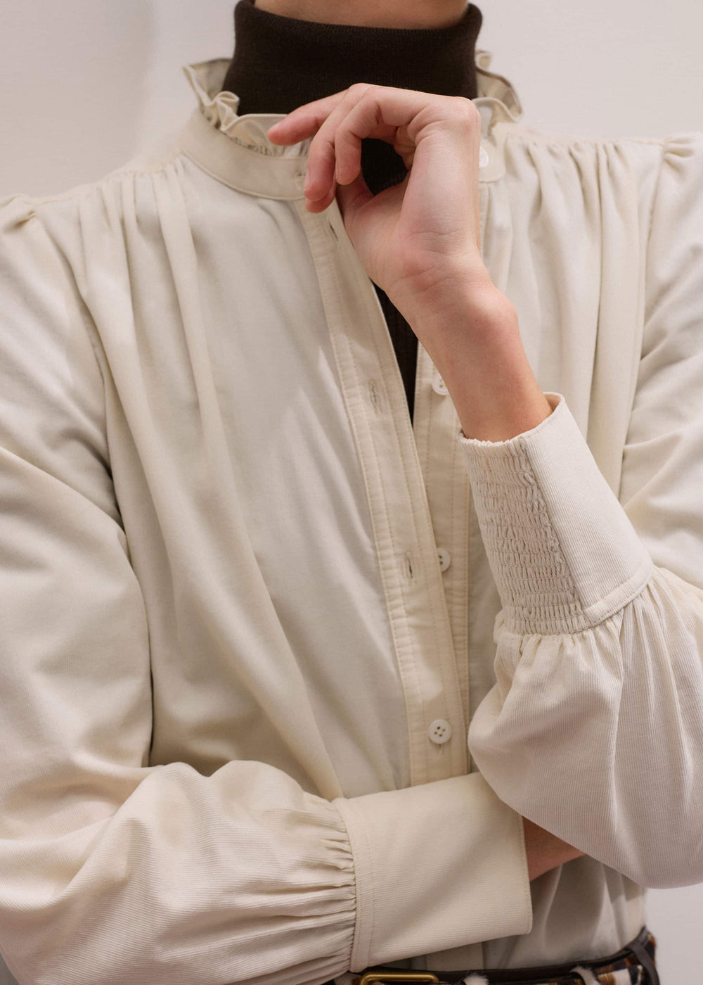 Cream Super Soft Micro Cord Blouse