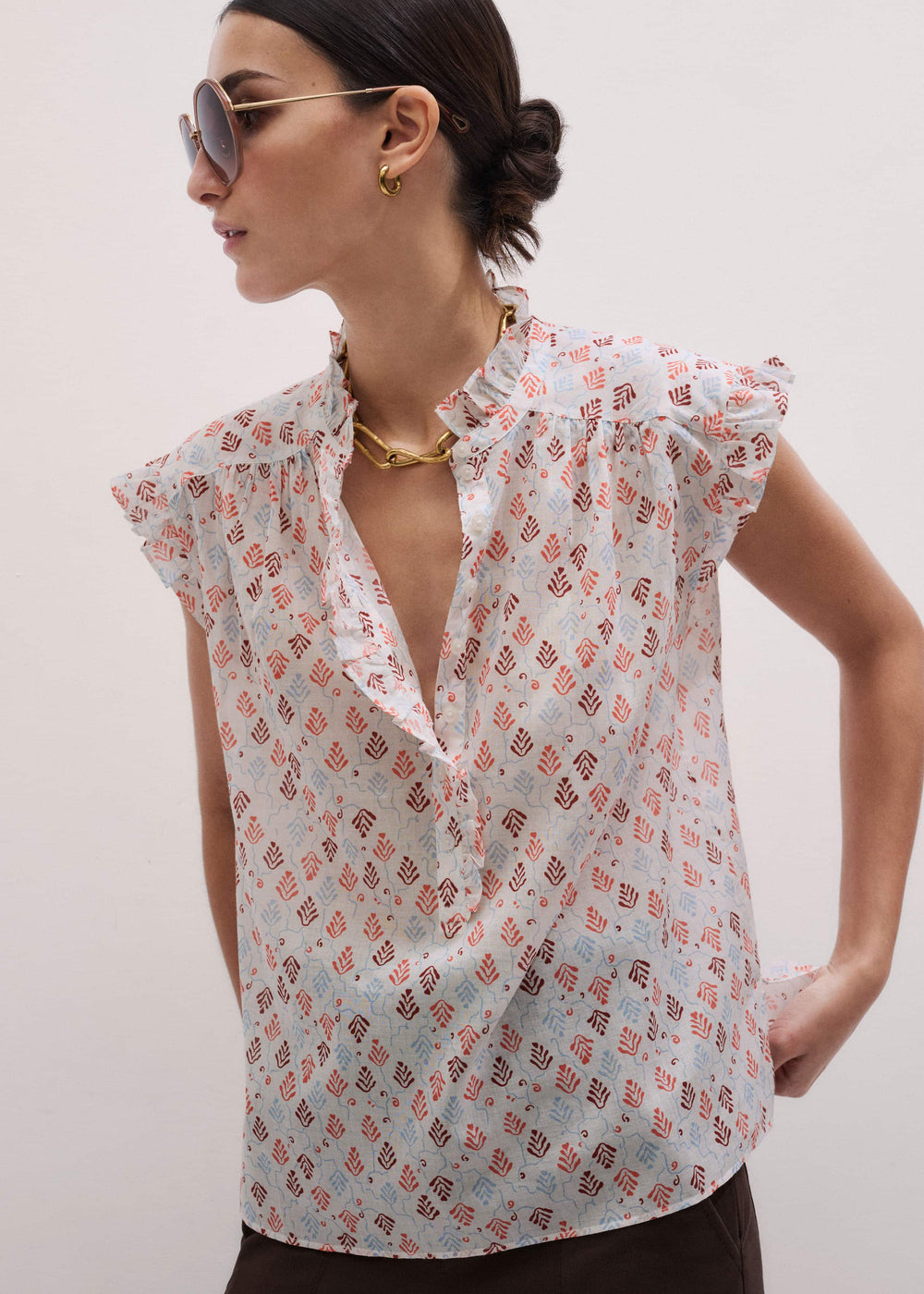 Cream Cap Sleeve Straight Top