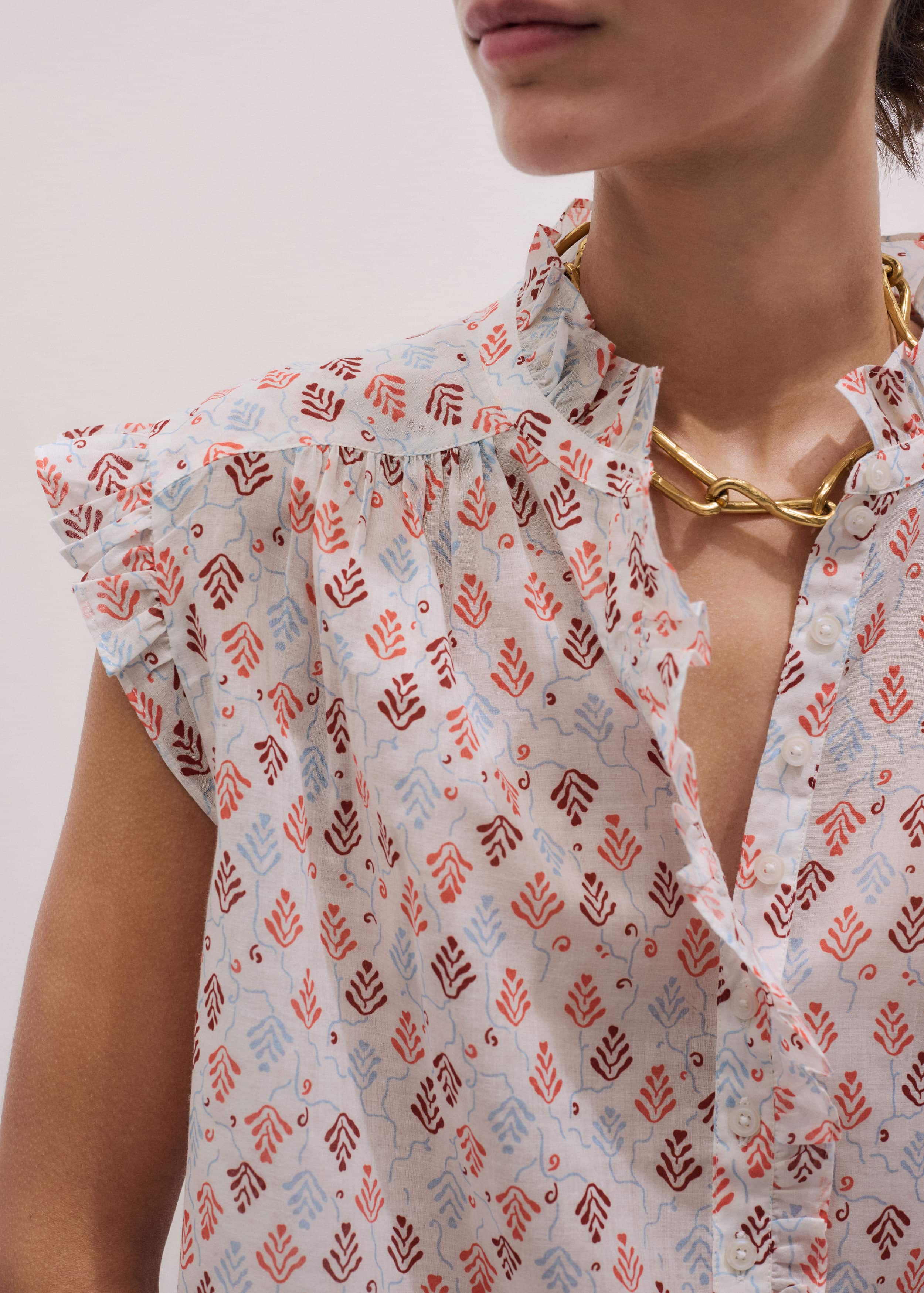 Cream Cap Sleeve Straight Top