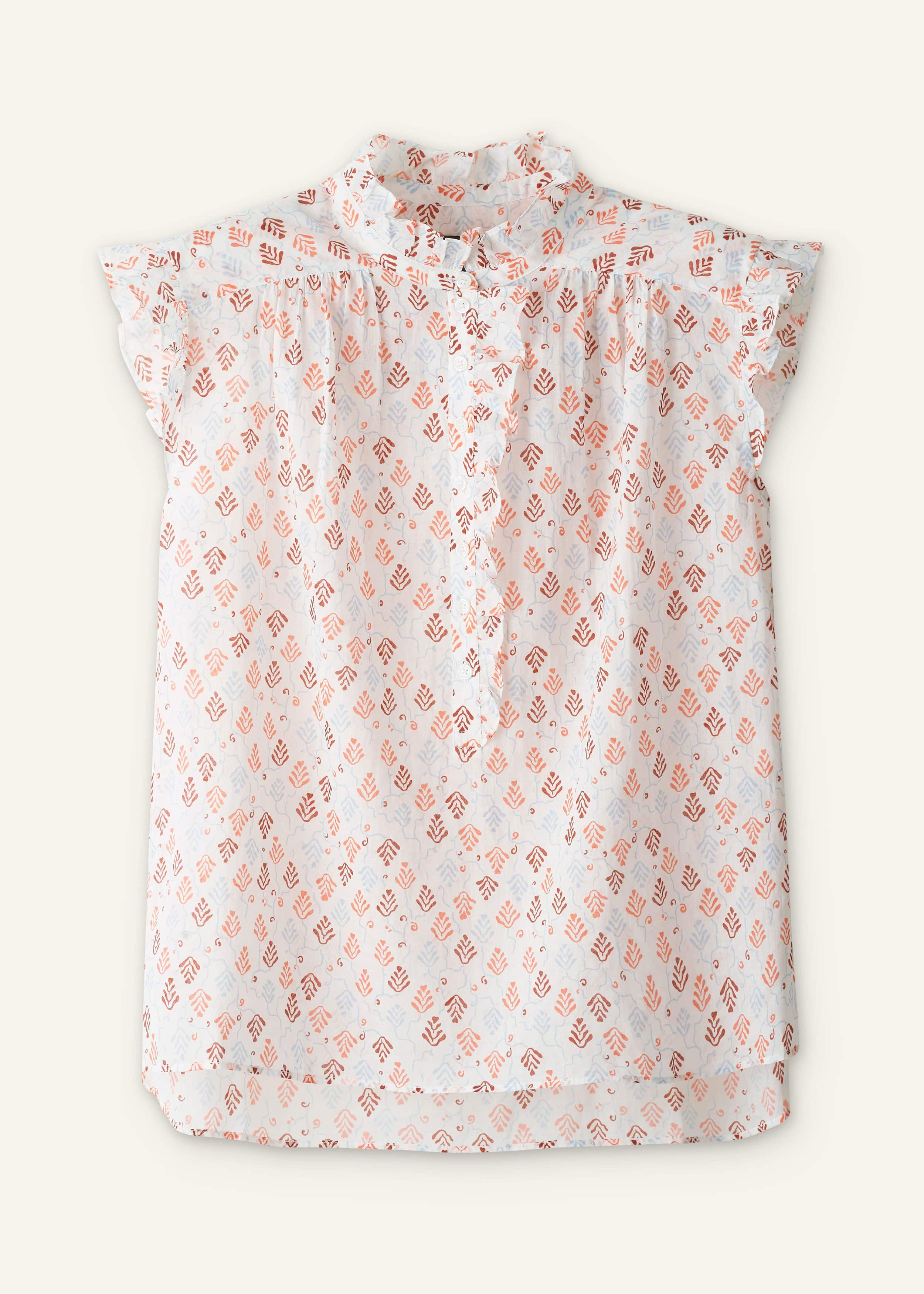 Cream Cap Sleeve Straight Top