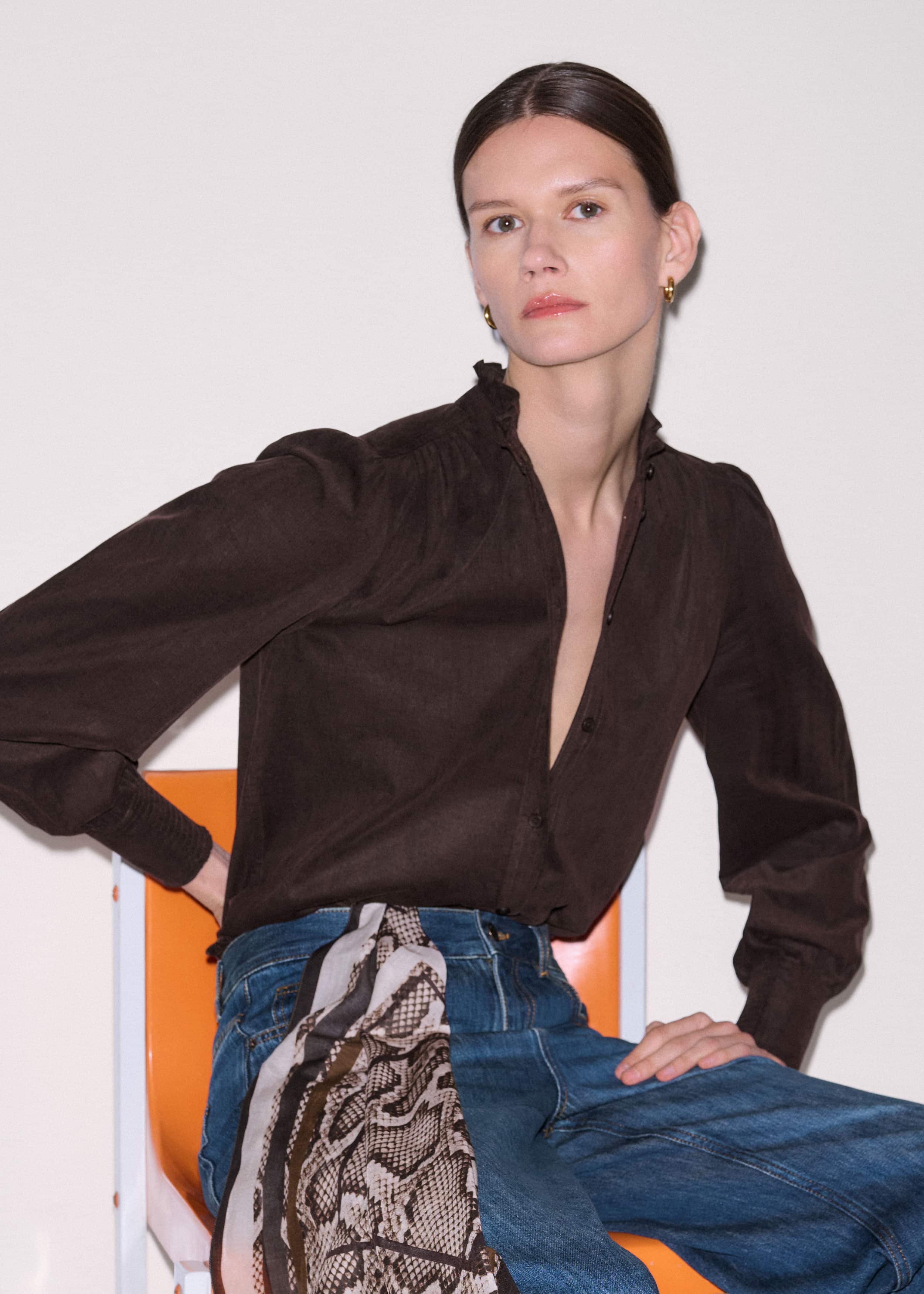 Brown Super Soft Micro Cord Blouse