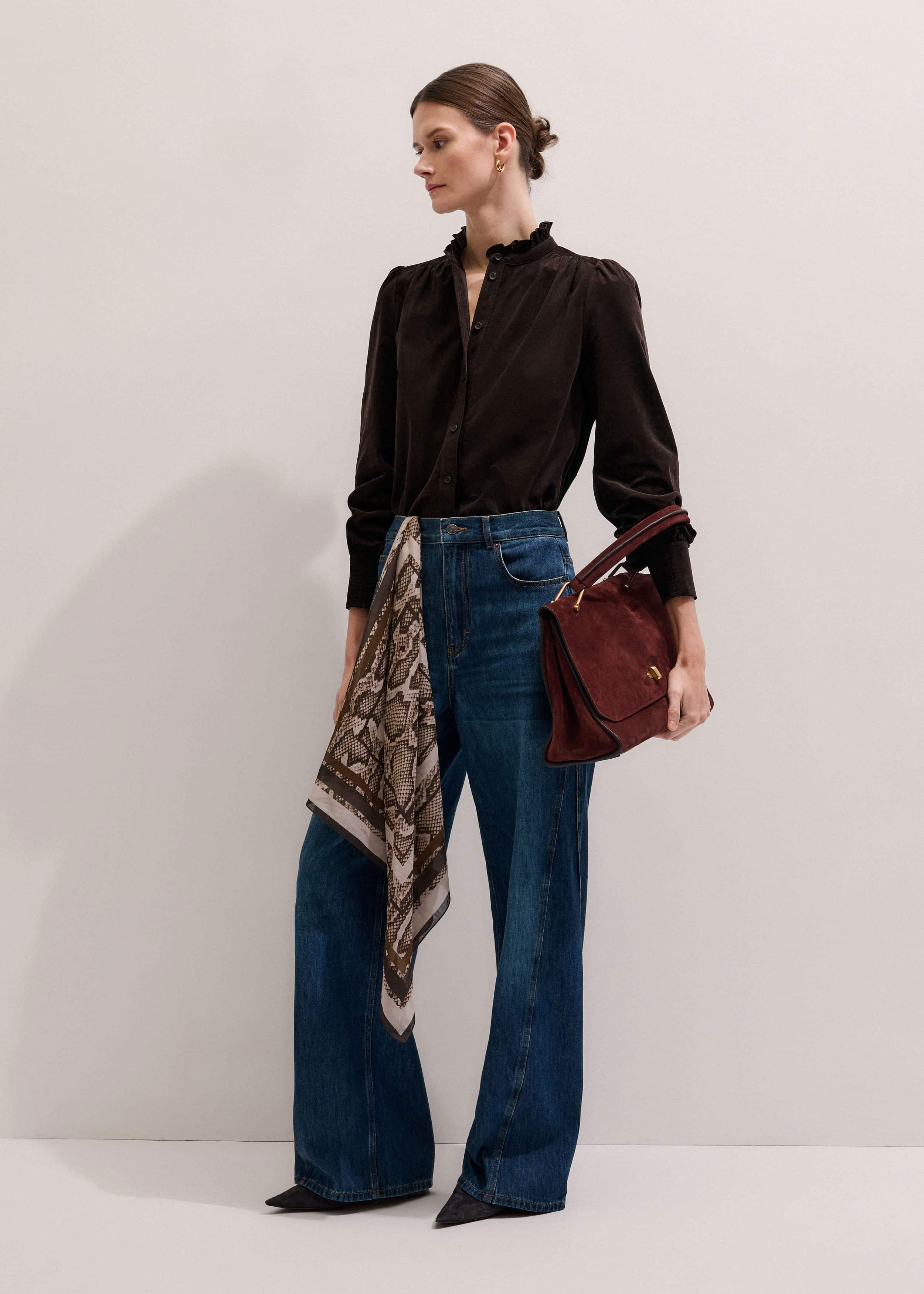 Brown Super Soft Micro Cord Blouse