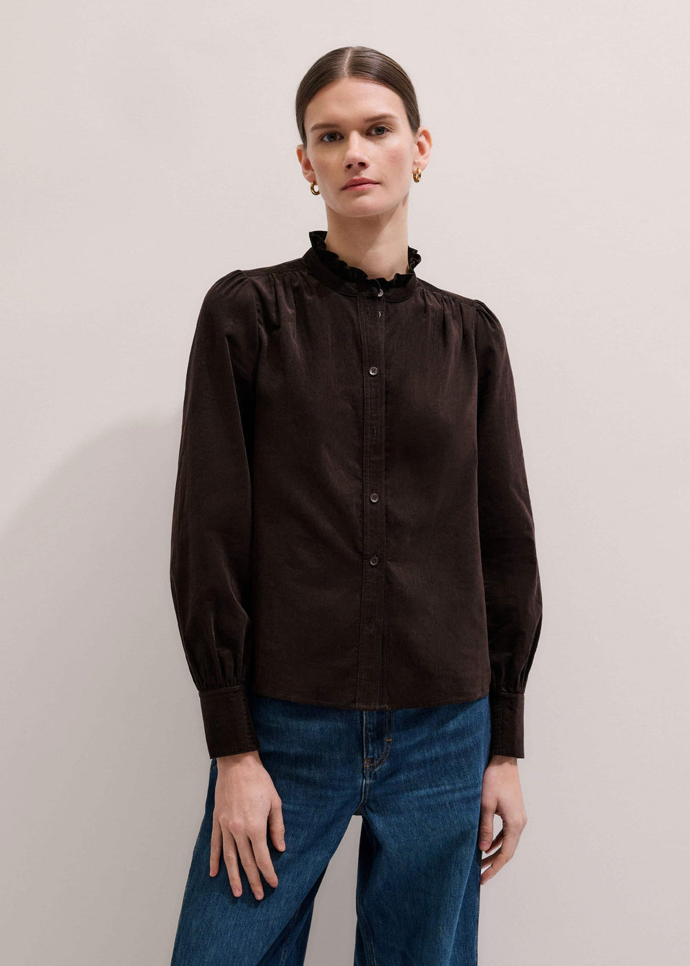 Brown Super Soft Micro Cord Blouse