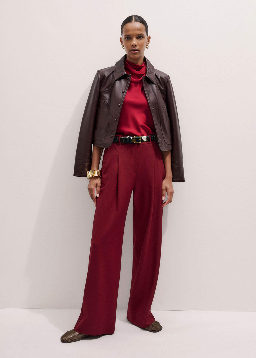 Red Silk Satin Halterneck Sleeveless Top