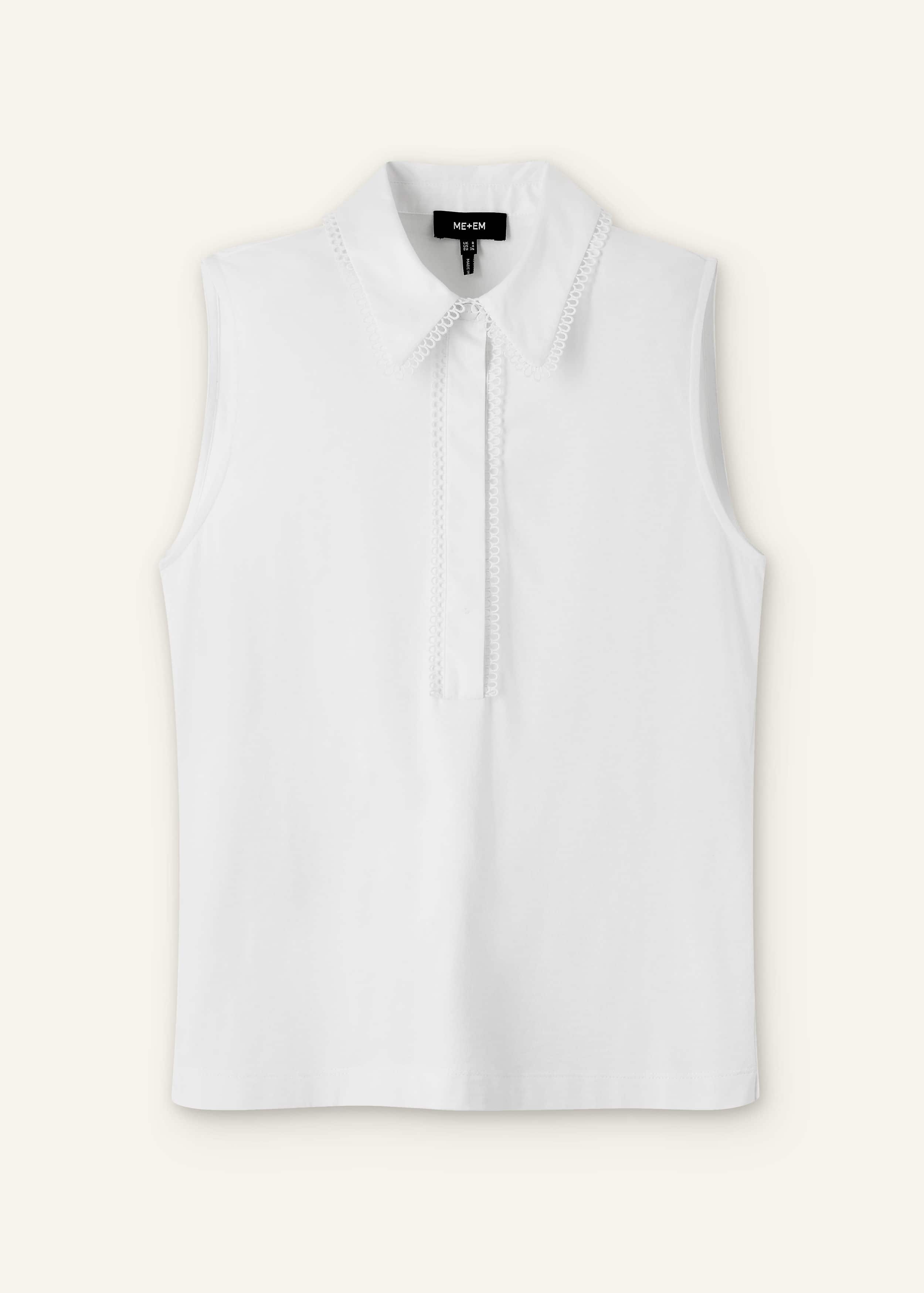 White Collared Layering Tank